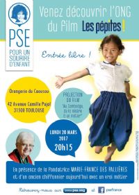 Marie-France des Pallières, fondatrice de PSE, témoigne de son engagement pour les enfants du Cambodge. Le lundi 20 mars 2017 à Toulouse. Haute-Garonne.  20H15